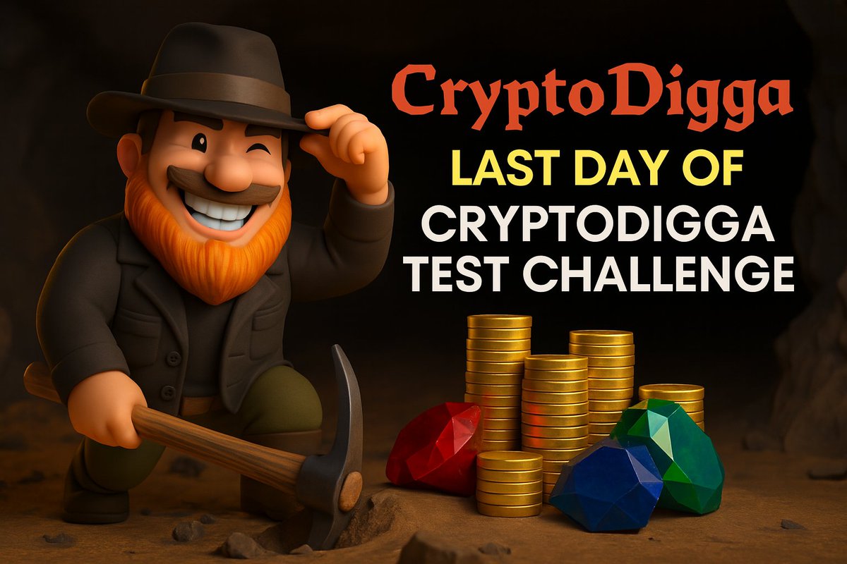 🪙 LAST DAY of the #CryptoDigga Test Challenge! ⛏️

Dig, stack, and claim your spot at the top!
Final leaderboard closes soon, don’t miss out.

🏆 Prize Pool
🥇 1st Place: $75
🥈 2nd Place: $50
🥉 3rd Place: $25

Let's see who the fairest digga really is 👑