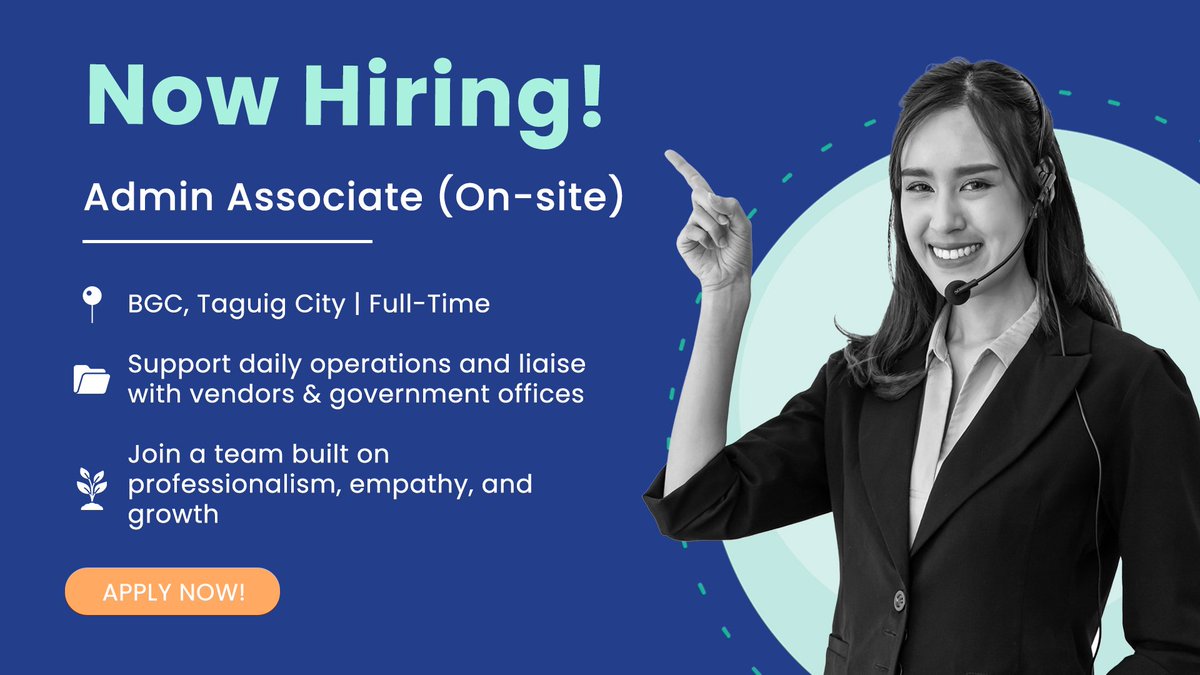 Peak Support is #hiring an Admin Associate
📍 On-site | BGC, Taguig
If you're a detail-oriented professional with strong communication skills &amp; experience handling administrative work &amp; external coordination—this role is for you.
Apply now
👉  hubs.ly/Q03vcKPl0
#JobOpening