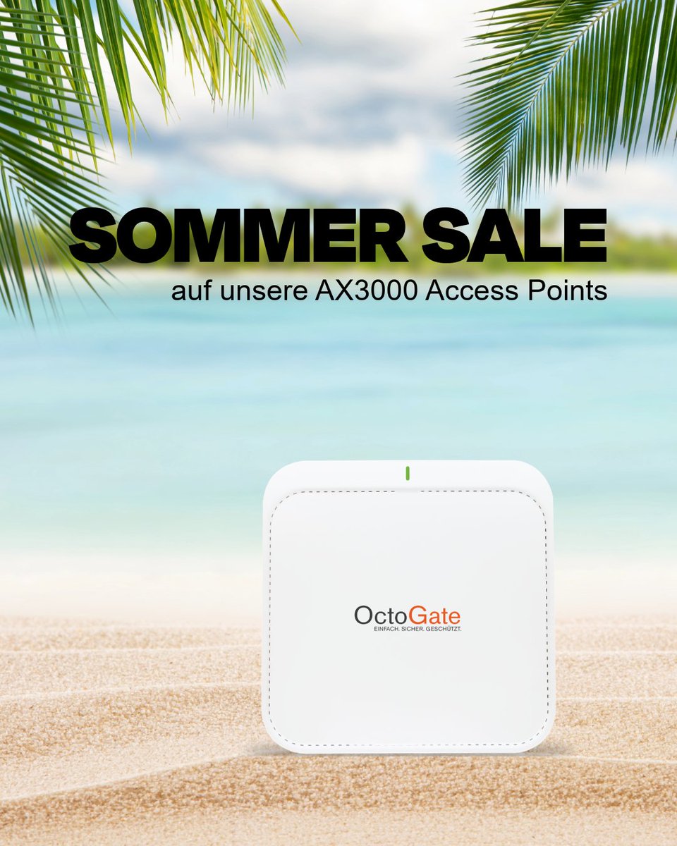 Octogate's tweet photo. Sommer-Upgrade für Ihr Business, Schule oder Kita! ☀️
Jetzt 15 % Rabatt auf unsere AX 3000 Access Points sichern – nur bis zum 31. August! Perfektes WLAN für maximale Leistung und Stabilität für Ihr Netzwerk. Jetzt zuschlagen!
#Sommeraktion #AX3000 #WLANUpgrade #octogate https://t.co/N8IaJnozJ9