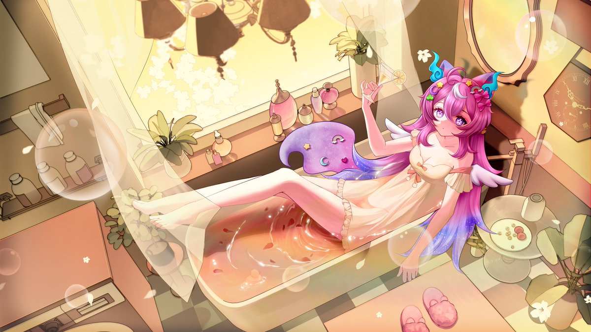 MilkyMiryoku's tweet photo. Day dreaming of being at home with a lush bath bomb and a drink instead of being at work right now~
#Vtuber #MilkyMuse https://t.co/igk8WGhK8x