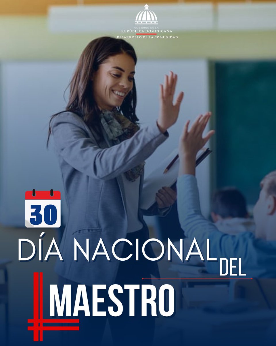 Desarrollo de la Comunidad (@dgdcrdo) on Twitter photo En el marco del Día Nacional del Maestro, nuestro director general <a href="/modestoguzmanrd/">Modesto Guzmán</a> felicita a los profesionales de la enseñanza, y reconoce el esfuerzo, pasión y dedicación en el proceso de formación de la ciudadanía.
#DíaDelMaestro
#DesarrolloaDeLaComunidad En el marco del Día Nacional del Maestro, nuestro director general <a href="/modestoguzmanrd/">Modesto Guzmán</a> felicita a los profesionales de la enseñanza, y reconoce el esfuerzo, pasión y dedicación en el proceso de formación de la ciudadanía.
#DíaDelMaestro
#DesarrolloaDeLaComunidad