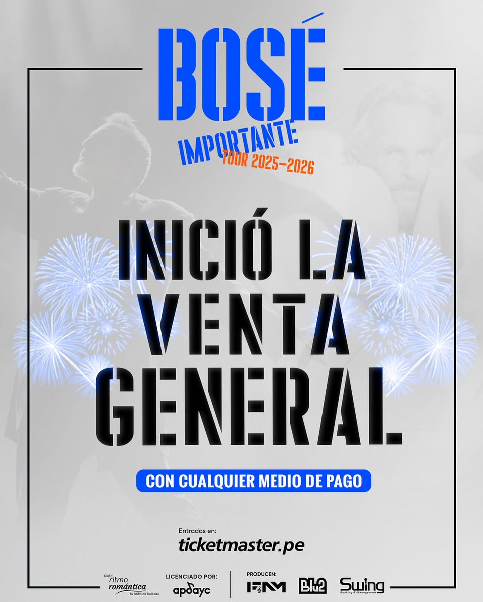 🎤 ¡ATENCIÓN, LIMA!

La espera terminó… 🌟
¡Inicia la venta general para el concierto de Miguel Bosé!

Prepárate para vivir una noche inolvidable con todos sus grandes éxitos. 💫

🎶 “Amante bandido”, “Si tú no vuelves”, “Morena mía”… ¡y muchos más!

📅 4 de Marzo
📍 <a href="/arena1pe/">Arena 1</a>