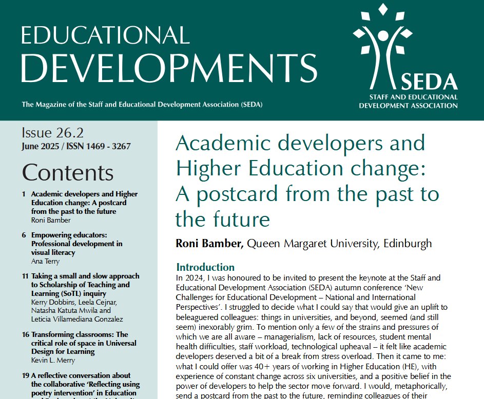 📢The latest <a href="/Seda_UK_/">SEDA</a> #SEDAEdDevs Magazine Issue 26.2 June 2025 is OUT NOW and FREE to read &gt;&gt; seda.ac.uk/wp-content/upl… for #EdDev #AcademicTwitter #EdTech #altc #HigherEducation folks please share with your networks 🙏^SV
