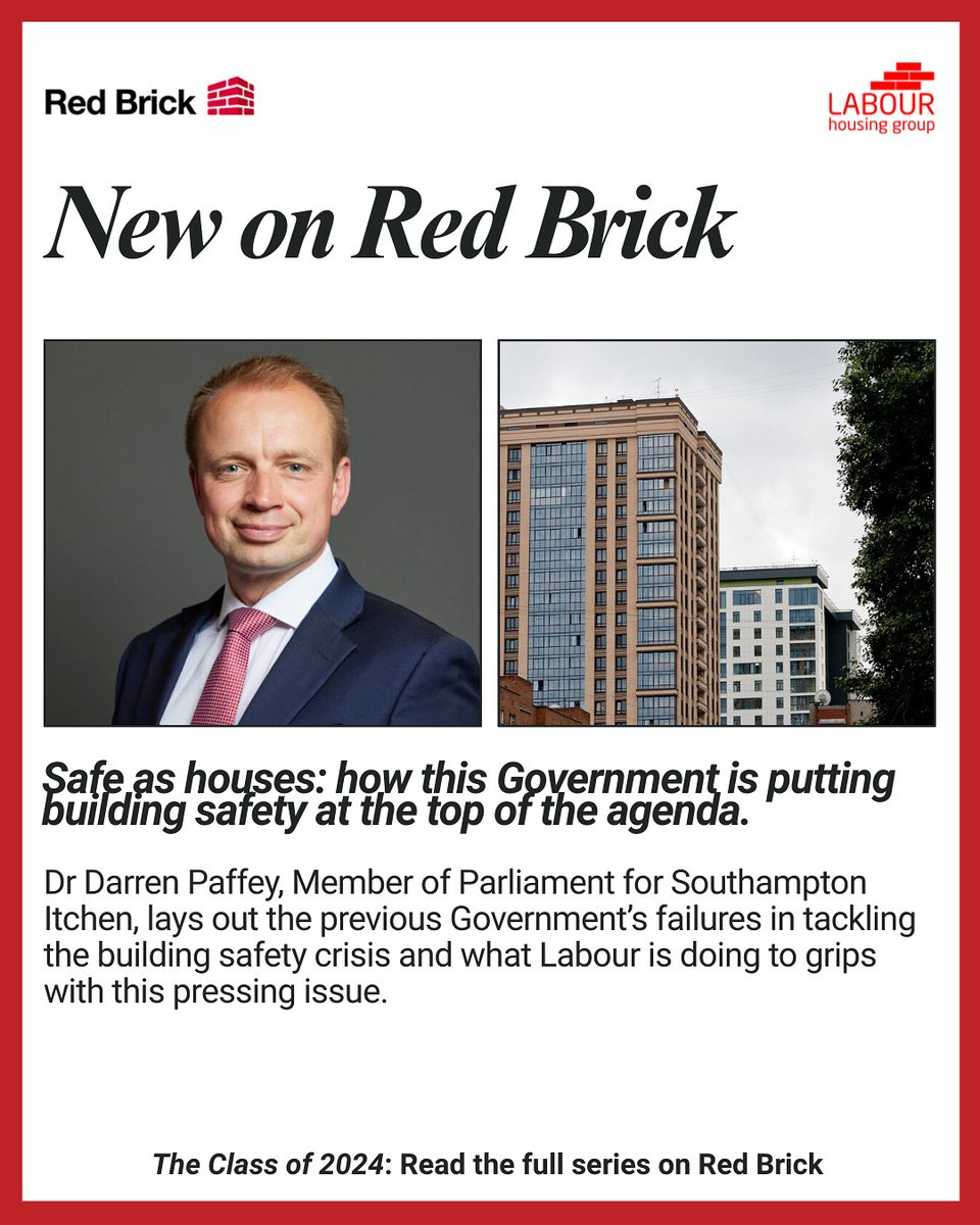 LabourHousing's tweet image. Dr @darrenpaffey, Member of Parliament for Southampton Itchen, lays out the previous Government’s failures in tackling the building safety crisis and what Labour is doing to grips with this pressing issue.
redbrickblog.co.uk/2025/06/class-…