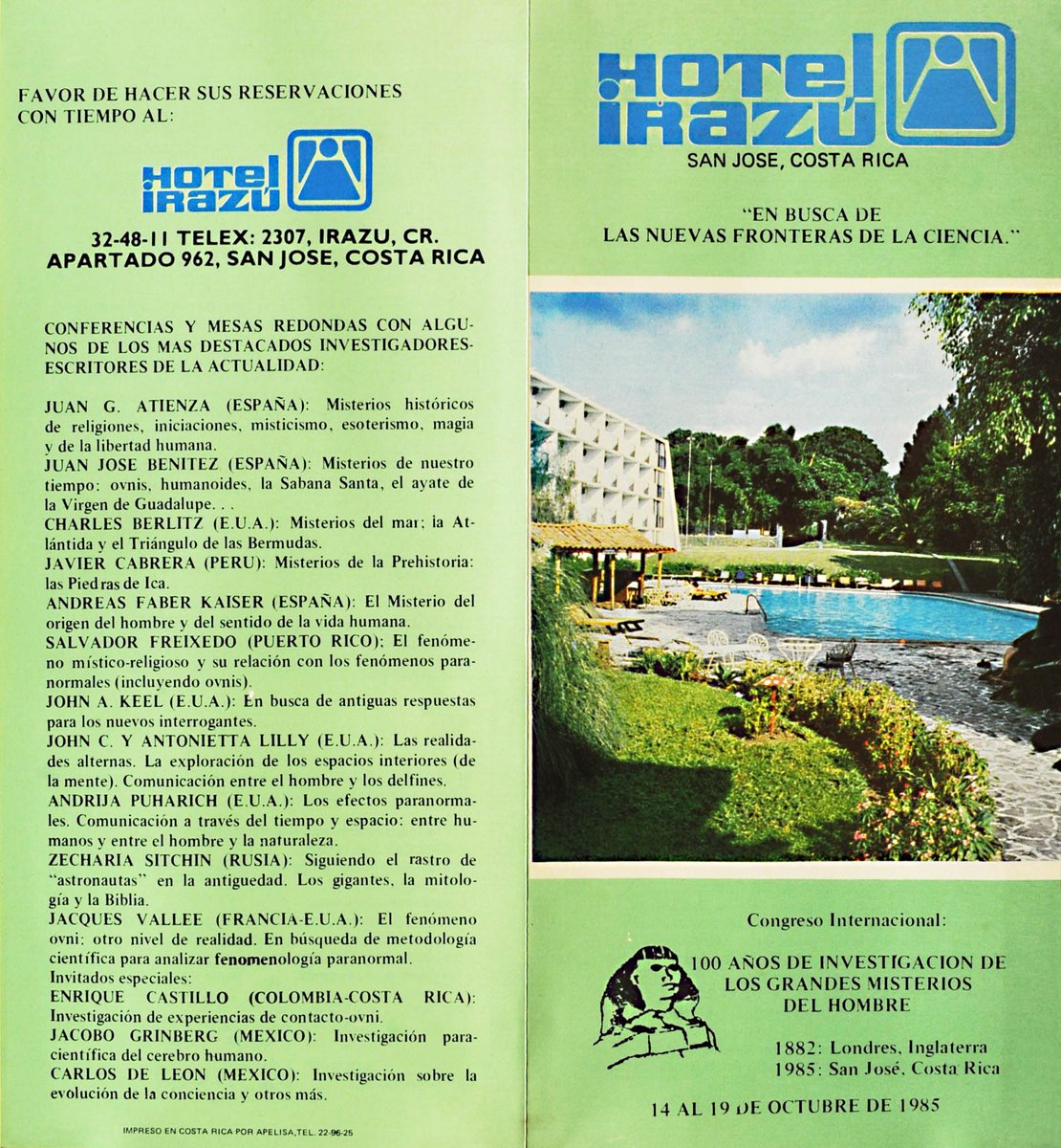the_cosmicclock's tweet image. Here is the original pamphlet and a photo from the famous 1985 conference in Costa Rica with #andrijapuharich #jacquesvallee #jacobogrinberg #johnkeel and others. Not sure this pamphlet has ever been seen? @pavelibarrameda @RecluseS9