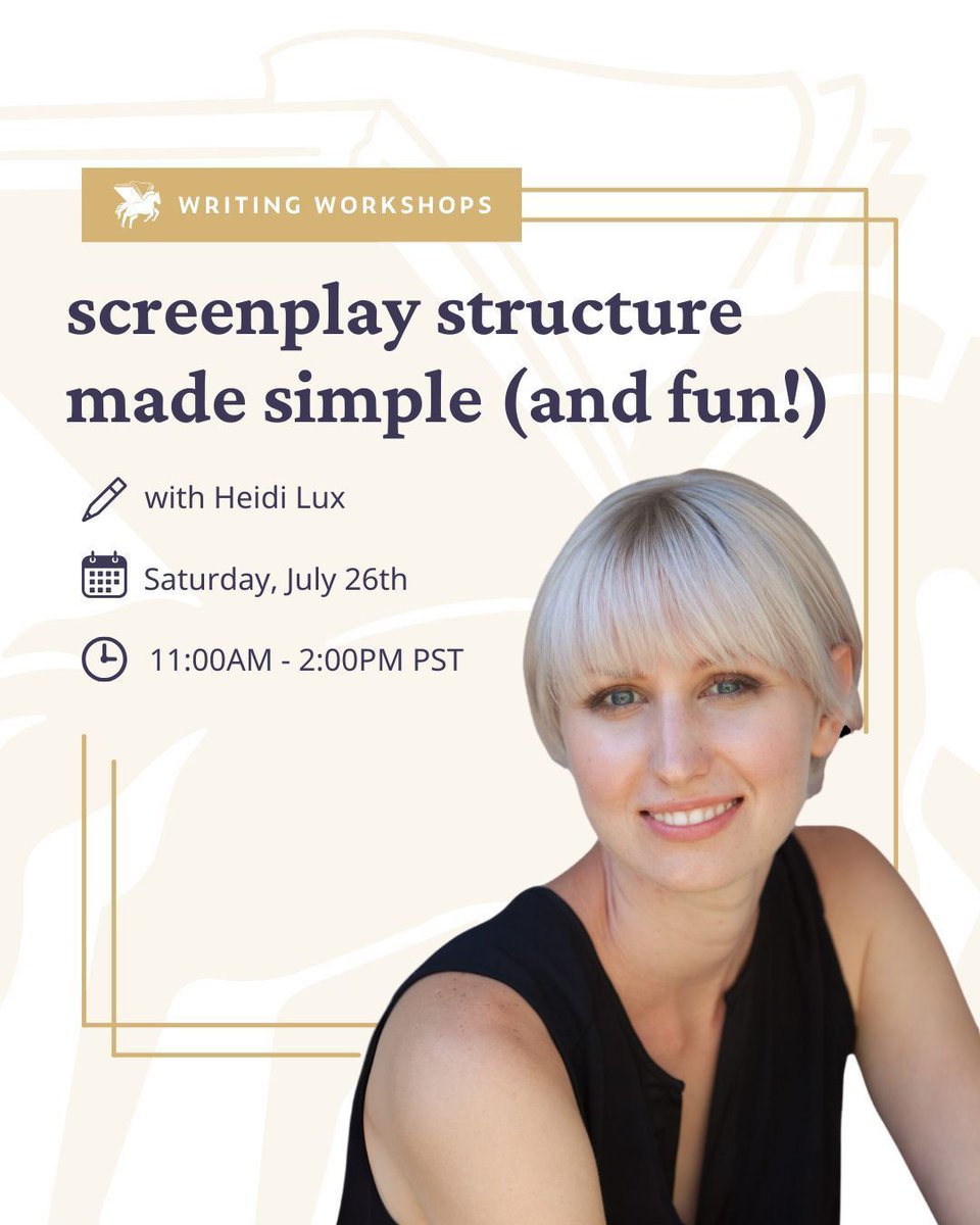 WritingWorkshops.com (@writingworkshps) on Twitter photo Screenplay structure doesn't have to be daunting. It's the roadmap for your story. 
Join Heidi's workshop, where she'll teach you how to make story structure work for you and not the other way around.
📅 Saturday, July 26th, 2025!
🔗 buff.ly/HF360bu 
#writingcommunity Screenplay structure doesn't have to be daunting. It's the roadmap for your story. 
Join Heidi's workshop, where she'll teach you how to make story structure work for you and not the other way around.
📅 Saturday, July 26th, 2025!
🔗 buff.ly/HF360bu 
#writingcommunity