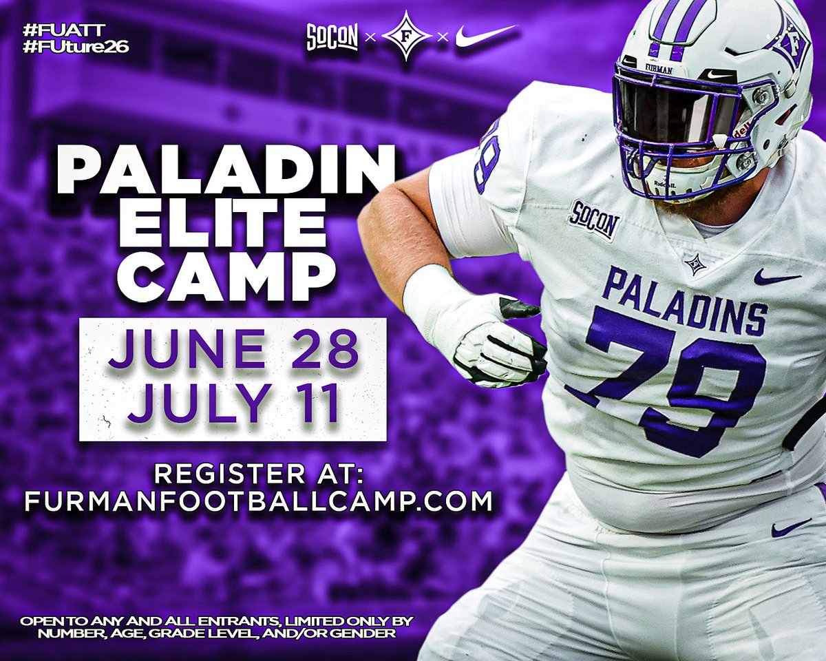 Our last camp of the summer is coming up! Don’t forget to sign up for our July 11th Paladin Elite Camp!

🔗: furmanfootballcamp.com/shop/EVENT
