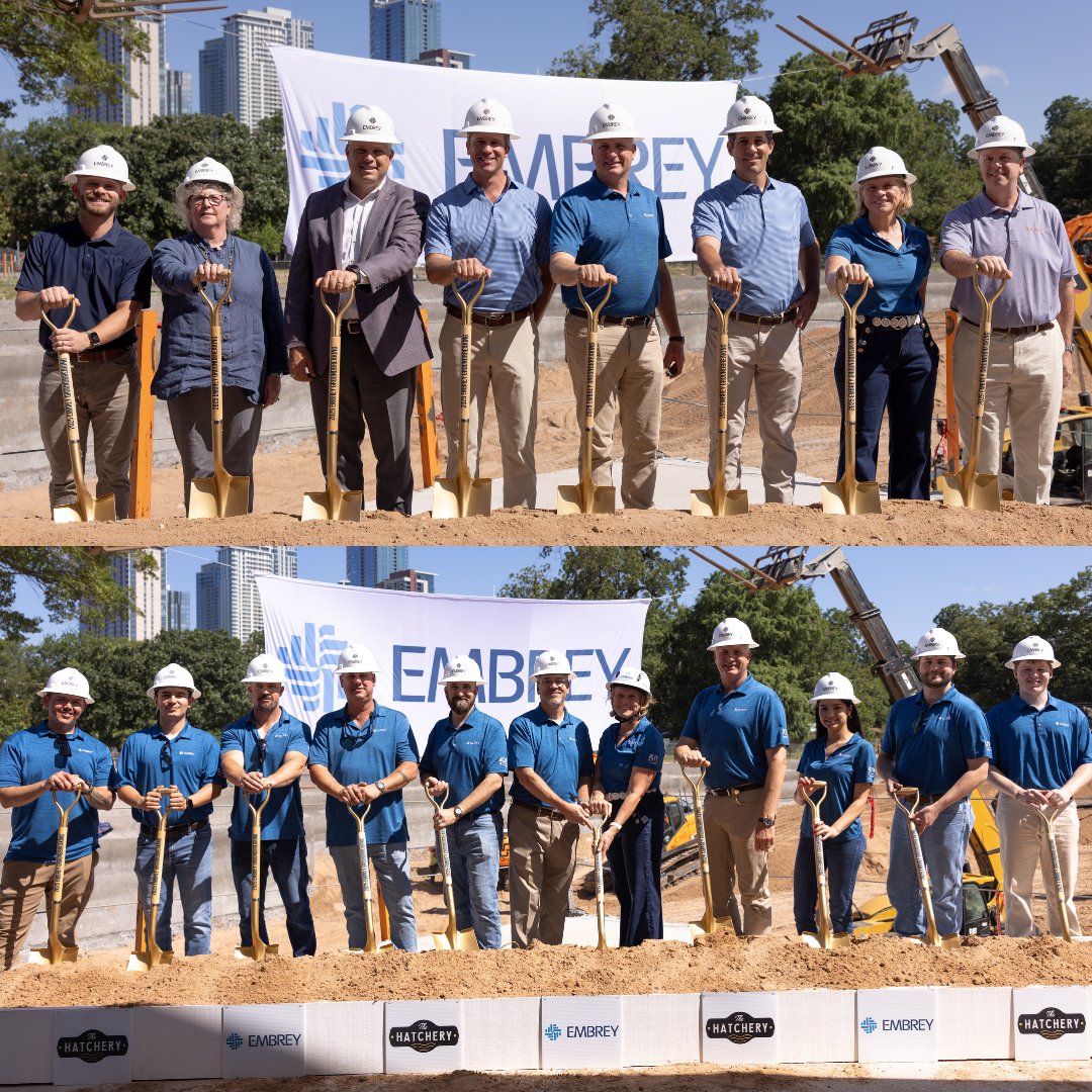 EMBREY celebrated the groundbreaking of our newest multifamily community in The Hatchery, a class A development just minutes from downtown Austin, TX, named Flats at The Hatchery. View the video recap here:  youtu.be/dyFH5s35ufA?si…