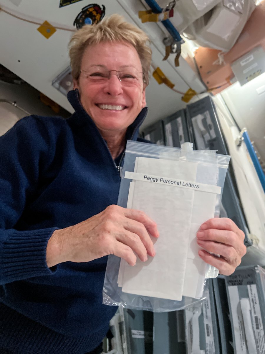 AstroPeggy's tweet image. Mail call! I got a special surprise today on the @Space_Station! #Ax4