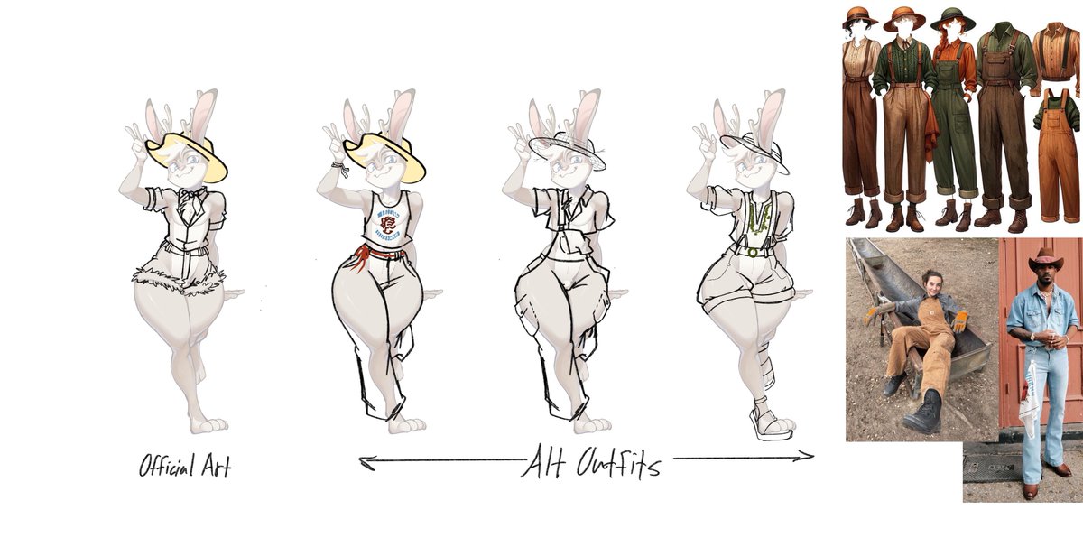 DnFemboys's tweet photo. 🐇✨ Behind-the-scenes concept art for Remy’s alt outfits!
From dusty denim to vintage workwear—still keeping that farmcore flair 😉
See more WIPs early on our Patreon!
#RemyTheJackalope #CharacterDesign #FarmcoreFashion
#DnF #DnFcomic #furfemboy #furrycomic #furfemboy https://t.co/E5Up50Kykc