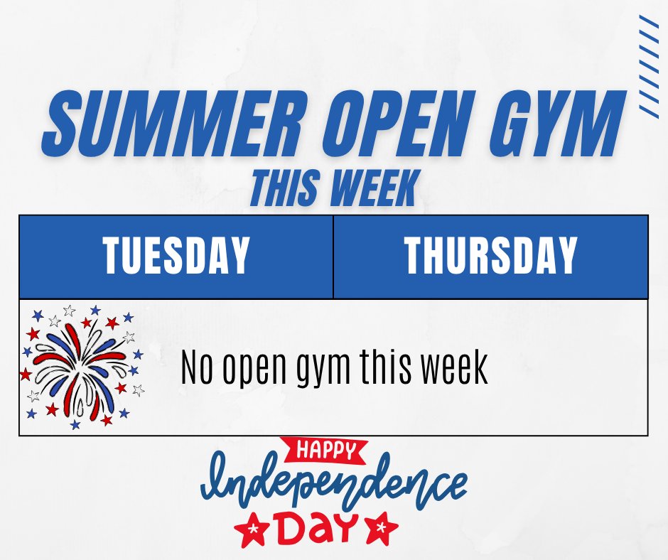 NO open gym this week! Enjoy the holiday!