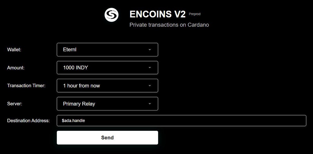 Sending $INDY (<a href="/Indigo_protocol/">Indigo | Synthetic Assets on Cardano</a>) privately to our friend @$conrad from <a href="/adahandle/">$handle</a> using our V2 in Preprod. Send any CNT privately in Cardano L1? It's closer than ever.