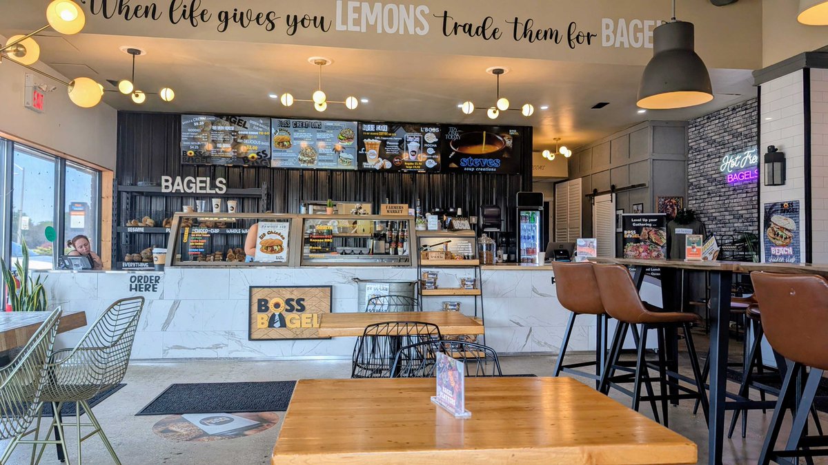 A few Biz Xers were able to stop by Boss Bagel at Tecumseh &amp; Manning &amp; they really enjoyed the NY style bagels. Italian with ham &amp; bologna and another with maple &amp; bacon, lots of bagel choices. YUM! Nice place to dine-in &amp; friendly staff too. Try for yourself! #Windsor #Tecumseh