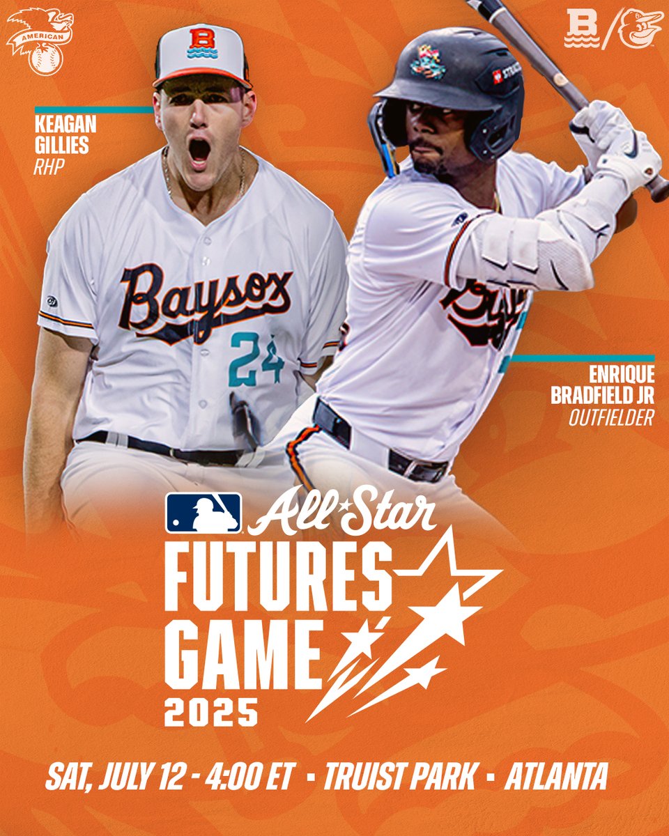 Congrats to Enrique Bradfield Jr. and Keagan Gillies for being selected to represent the  Orioles organization in the MLB All-Star Futures Game

They'll suit up with the top prospects in baseball on Saturday, July 12 in Atlanta

Read more: hubs.ly/Q03vd2cf0