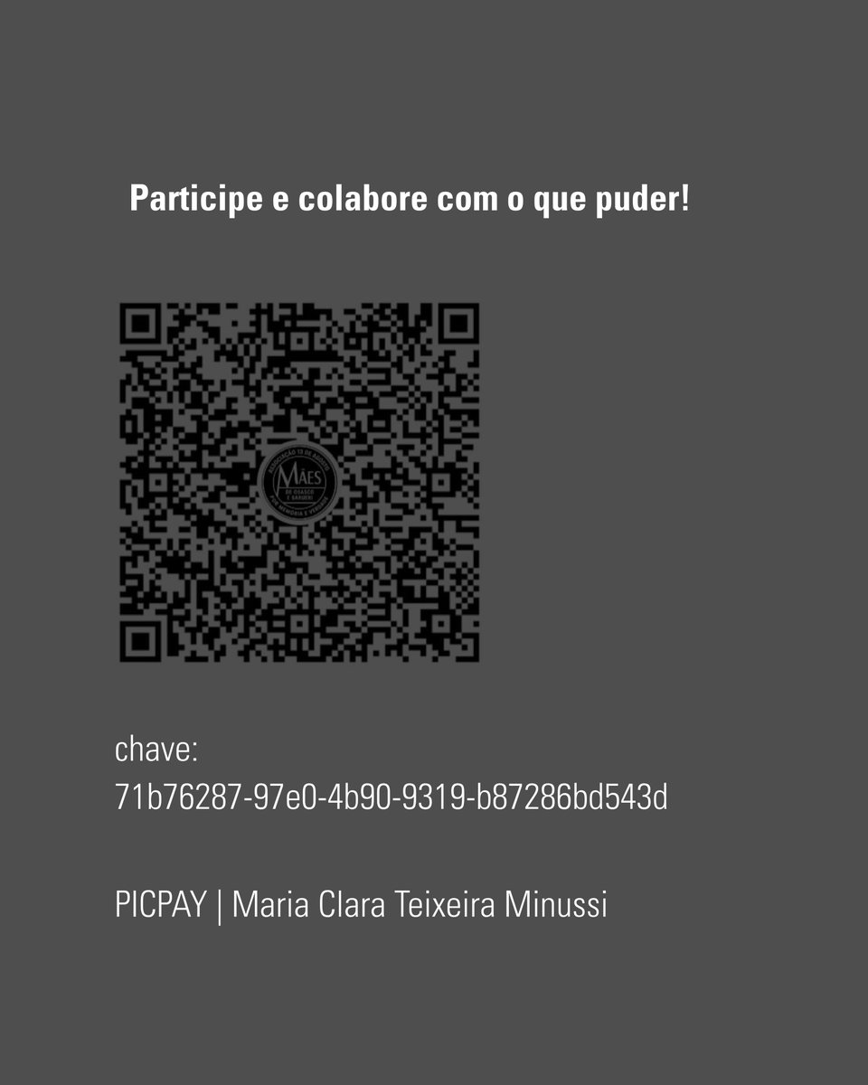 LASInTec1's tweet photo. O valor arrecadado será destinado ao transporte e alimentação das mães, não apenas da Associação 13 de agosto, mas também de outras redes e movimentos criados em resposta às incontáveis chacinas que ocorrem pelo país.

Passe o celular no QR-Code abaixo e doe o quanto puder/quiser https://t.co/jdrvhu23Du