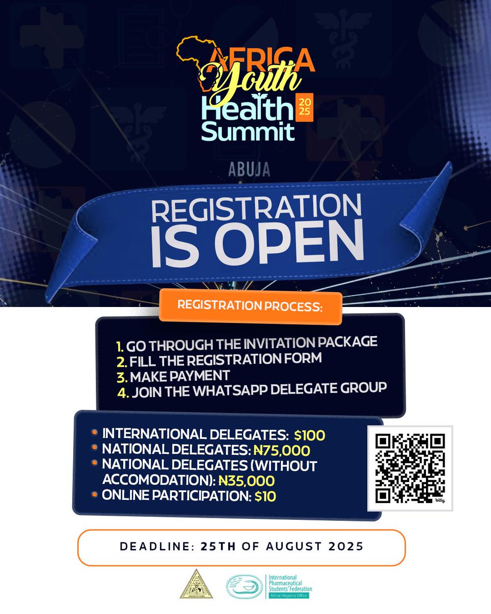 official_famsa's tweet photo. Registration is Now Open for the Africa Youth Health Summit 2025!

Whether you’re a health student, public health advocate, tech enthusiast, or policy changemaker, this summit is your platform to connect, collaborate, and contribute to shaping Africa’s healthcare agenda. https://t.co/8AHmAWfnsc