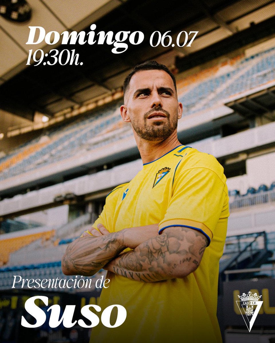 Cadiz_CF's tweet photo. 🔝 Suso será presentado en el estadio en un acto a puerta abierta
🗓️ Domingo, 6 de julio
⌚️ Los aficionados podrán entrar al estadio por la Puerta 1 desde las 19:15 horas
ℹ️ Más información, aquí: https://t.co/N50fxGqrV8 https://t.co/3uh9ERyDSJ