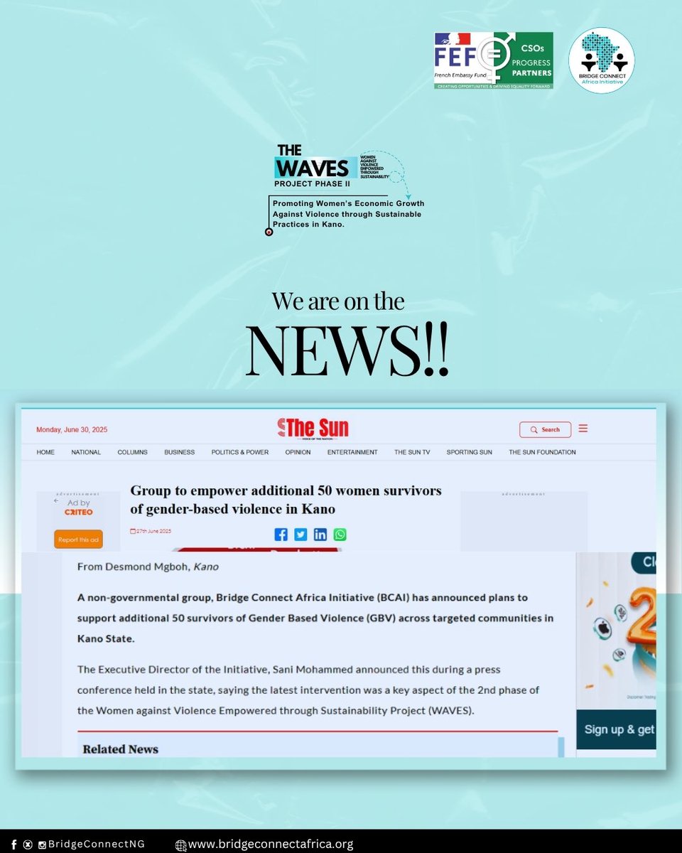 BridgeConnectNG's tweet image. We’re on the news!!! 📰 

Here are some media headlines of the launch and press briefing of Phase II of the #WAVESProject, supported by the French Embassy to Nigeria (@FranceInNigeria) through #FEFOSC2025. 

#FEFWAVES #BCAIWAVES