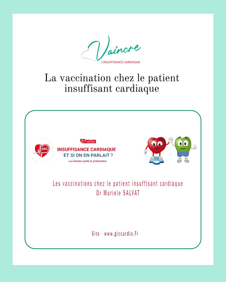 💉 Pourquoi vacciner les patients insuffisants cardiaques ?
Le GICC &amp; Dr Murielle Salvat expliquent les enjeux :
✅ Risques infectieux accrus
✅ Prévention des complications
✅ Recos vaccinales clés
🎧 Écoutez 👉 youtu.be/YHvrC65mwwQ
#Vaccination #Cardio #SFC