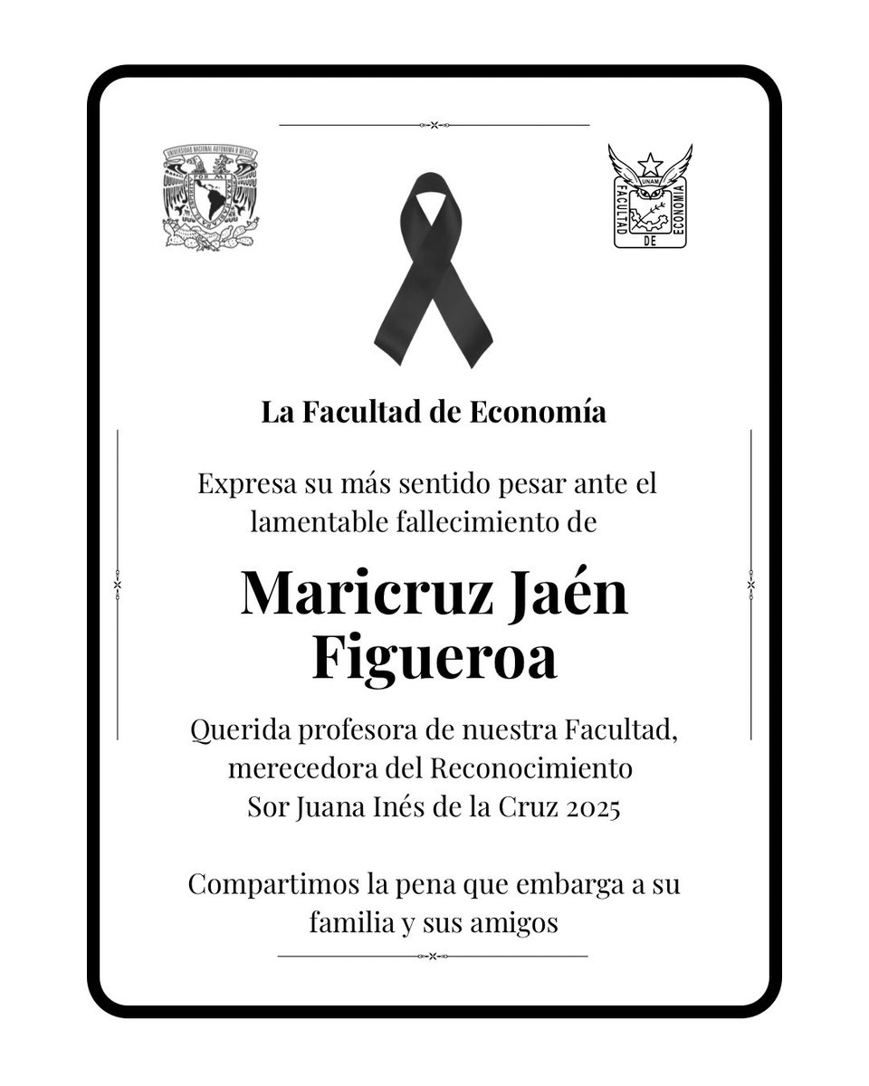 Lamentamos informar el sensible fallecimiento de la Profesora