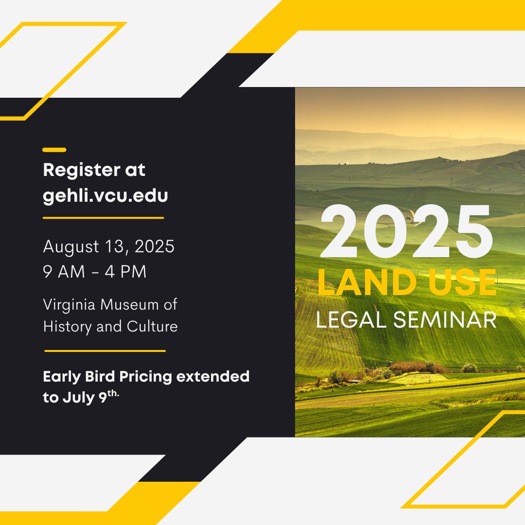 Early Bird pricing for the 2025 Land Use Legal Seminar has been extended to July 9th! Register today at cvent.me/r3Gxb0