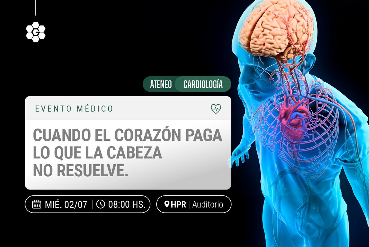 📢#AteneoDeCardiología | “Cuando el corazón paga, lo que la cabeza no resuelve”.
Lo realizaremos de manera presencial en el auditorio del #HospitalPrivadodeRosario y en simultáneo por Zoom. 

 🗓 Miércoles 2 de julio
🕒08:00 h

Inscribite👉 bit.ly/44axmnk 
¡Te esperamos!
