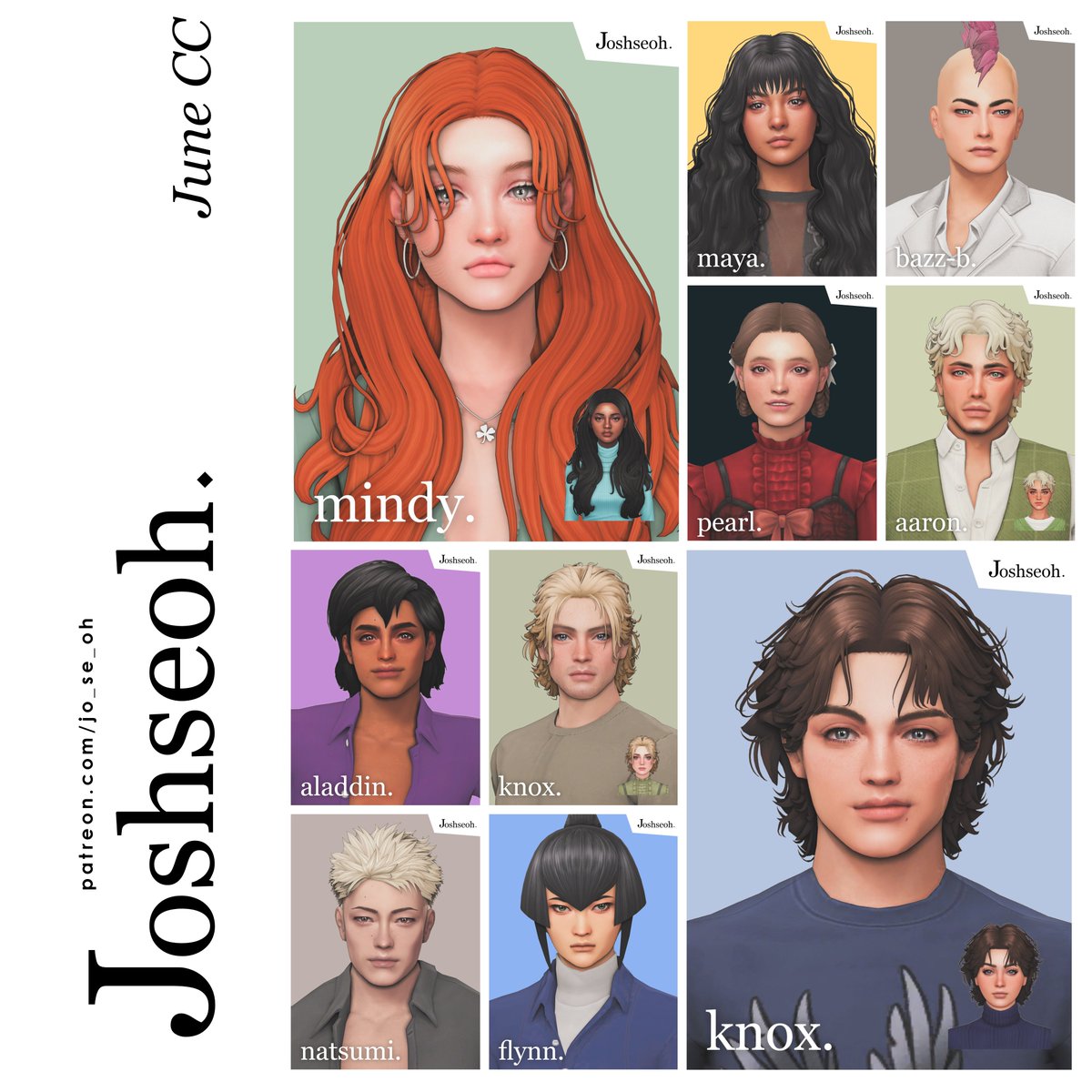 joshseoh's tweet image. All CC released this month✨
find them all on my patreon! #TheSims4