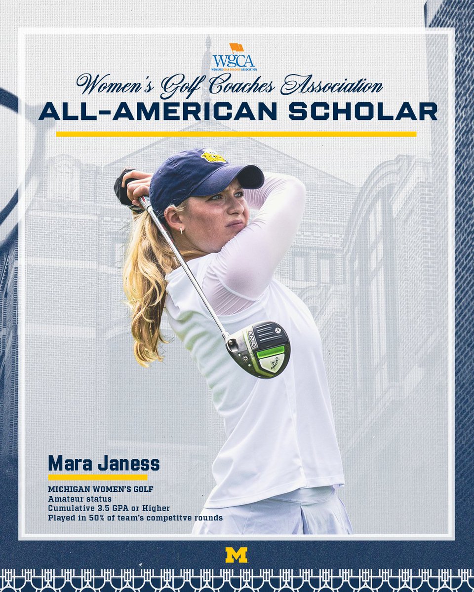 Michigan Women's Golf (@umichwgolf) on Twitter photo First, an Academic All-Big Ten
Then, a Big Ten Distinguished Scholar
NOW, a <a href="/WGCAGOLF/">Women's Golf Coaches</a> All-American Scholar!
Working on the course, working in the classroom
Release: myumi.ch/W6955
#GoBlue First, an Academic All-Big Ten
Then, a Big Ten Distinguished Scholar
NOW, a <a href="/WGCAGOLF/">Women's Golf Coaches</a> All-American Scholar!
Working on the course, working in the classroom
Release: myumi.ch/W6955
#GoBlue