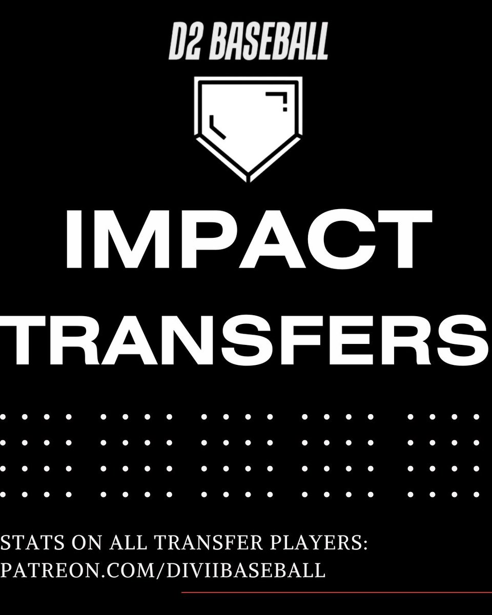 Every Monday until the fall, we will highlight five impact transfers going to a D2 school. We will start with familiar D2 players.

To see stats of every commit, consider joining our Patreon: patreon.com/diviibaseball

#D2Baseball