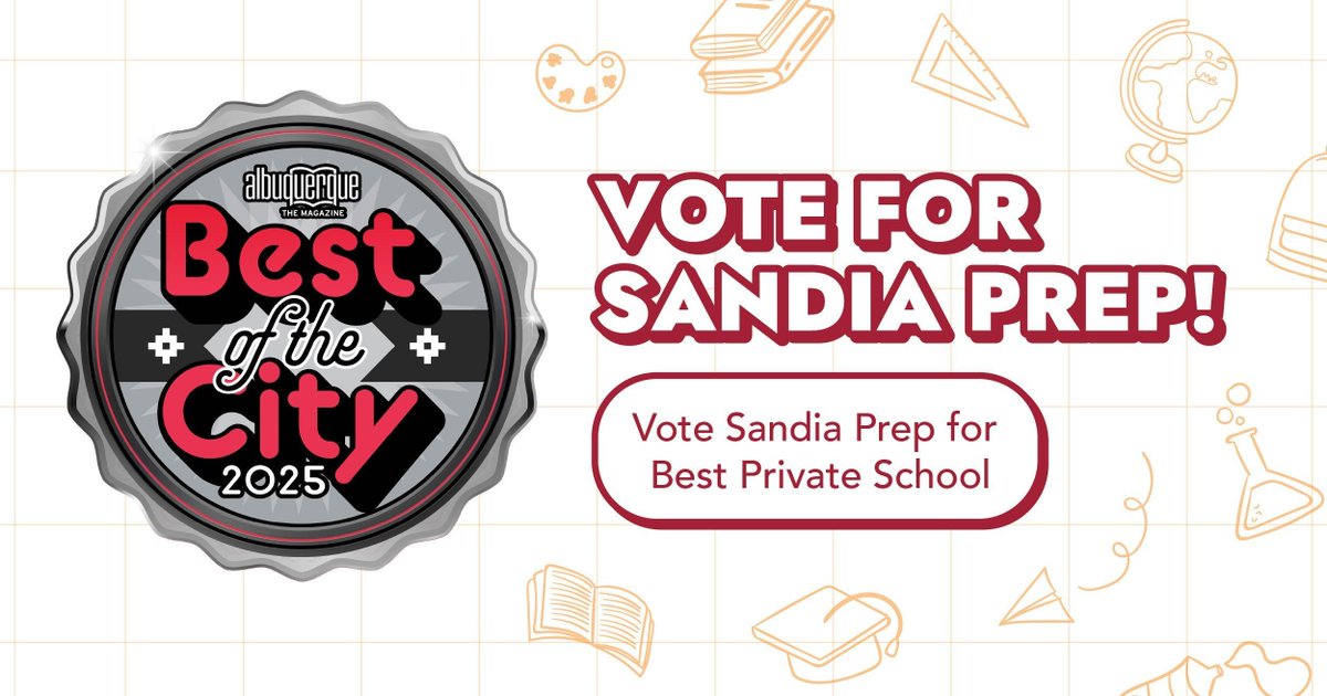 Thanks to you, Sandia Prep was named Albuquerque’s Best Private School in 2023- let’s do it again! 📖 ✏️ 🌞  Vote Sandia Prep as Best Private School, and SummerPrep as Best Kids Camp! Cast your vote today at abqthemag.com/best-of-the-ci…