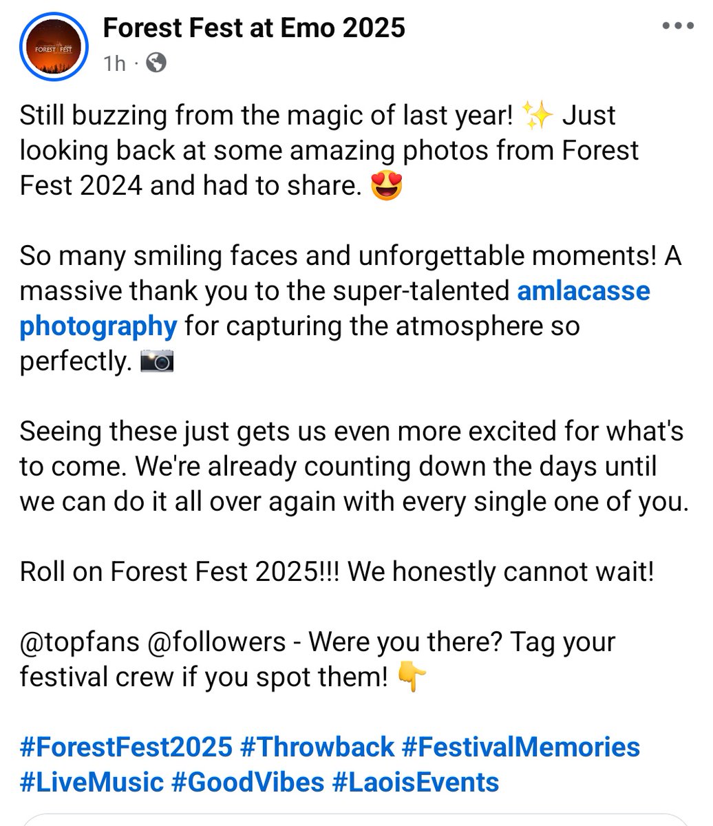 AMLaCassePhoto's tweet image. Absolutely buzzing after seeing this!
Any media outlets want coverage of this year&apos;s Forest Fest and Electric Picnic get in touch