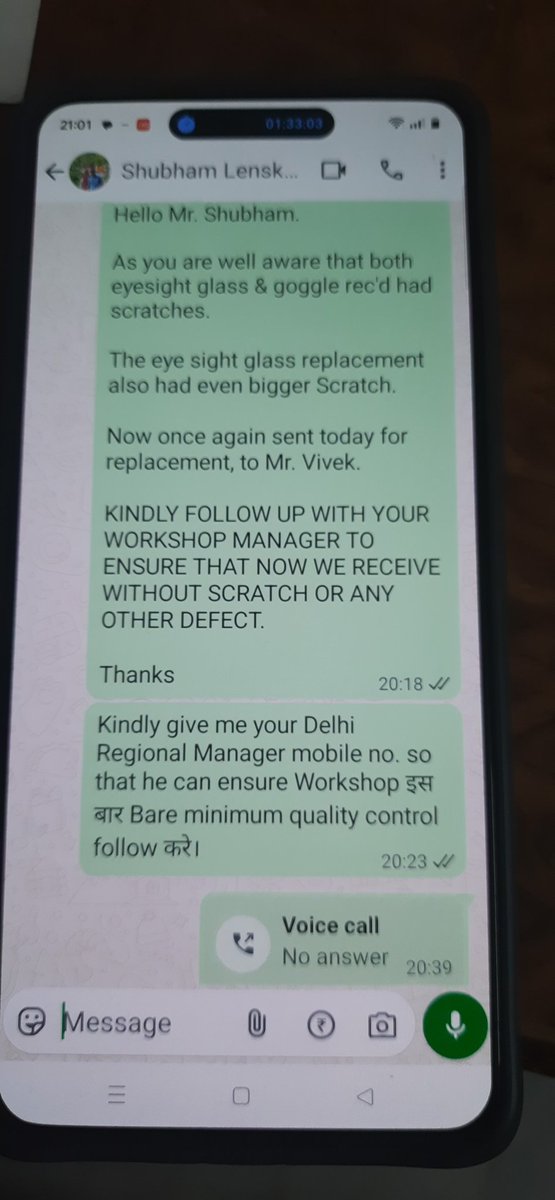 TKP_Tript's tweet photo. @Lenskart_com @agarg8458 Bought 2 specs at your Lajpat Nagar Delhi s/r recently. 1 had scratch on lens, other defctv frame &amp; scratch on lens. Spec recd as replcmt has bigger scratch. Your quality PATHETIC. Your S/r manager says Workshop doesn't Listen. @peyushbansal quality control &amp; Cust Servc is ZERO https://t.co/jU7340cvvC