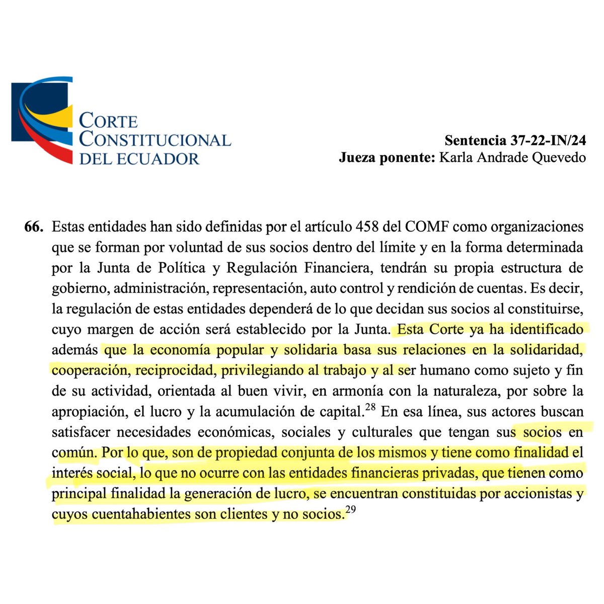 Corte -muchas ocasiones- ya ha dicho que no es lo mismo cooperativas de ahorro que entidades financieras privadas🏦💡Ley de Integridad🙈hace mal (léase inconstitucional) al disponer que Estado dirá cuáles se transforman en entidades financieras privadas🙈