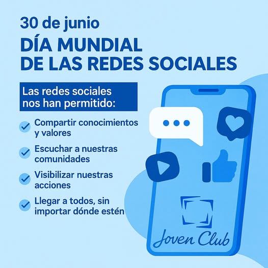 Cada 30 de junio se conmemora el Día Mundial de las Redes Sociales, una fecha que nos invita a reflexionar sobre el poder de estas plataformas en nuestras vidas.
#DíaDeLasRedesSociales
#ComunicaciónResponsable