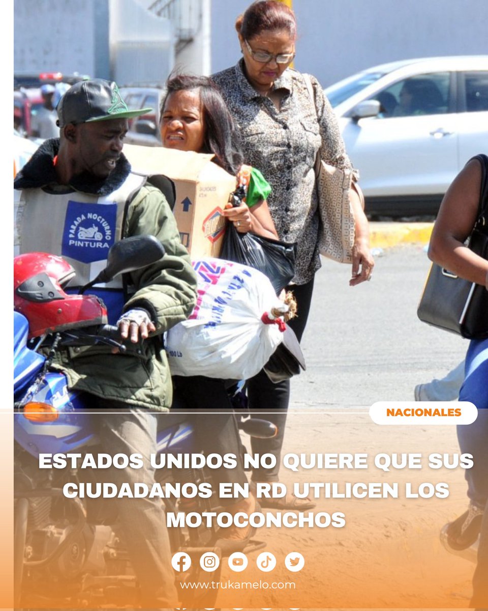 De acuerdo a un comunicado de la embajada, desaconsejó tajantemente el uso de motoconchos, un medio de transporte informal muy popular en el país.
trukamelo.net/estados-unidos…
#EstadosUnidos #Motoconchos #RepúblicaDominicana