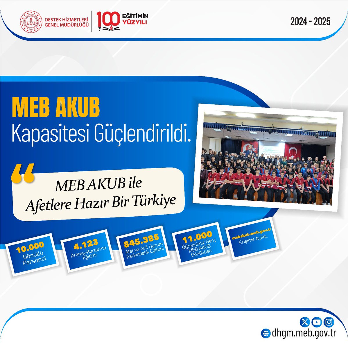 T.C. MEB Destek Hizmetleri Genel Müdürlüğü (@meb_dhgm) on Twitter photo Gönüllü sayısı her geçen gün artan ve eğitim camiamızın gururu olan MEB AKUB ile afetlere hazır bir toplum inşa ediyoruz.
<a href="/tcmeb/">Millî Eğitim Bakanlığı</a> <a href="/Yusuf__Tekin/">Yusuf Tekin</a> <a href="/omurfatih/">Ömür Fatih Karakullukçu</a> Gönüllü sayısı her geçen gün artan ve eğitim camiamızın gururu olan MEB AKUB ile afetlere hazır bir toplum inşa ediyoruz.
<a href="/tcmeb/">Millî Eğitim Bakanlığı</a> <a href="/Yusuf__Tekin/">Yusuf Tekin</a> <a href="/omurfatih/">Ömür Fatih Karakullukçu</a>