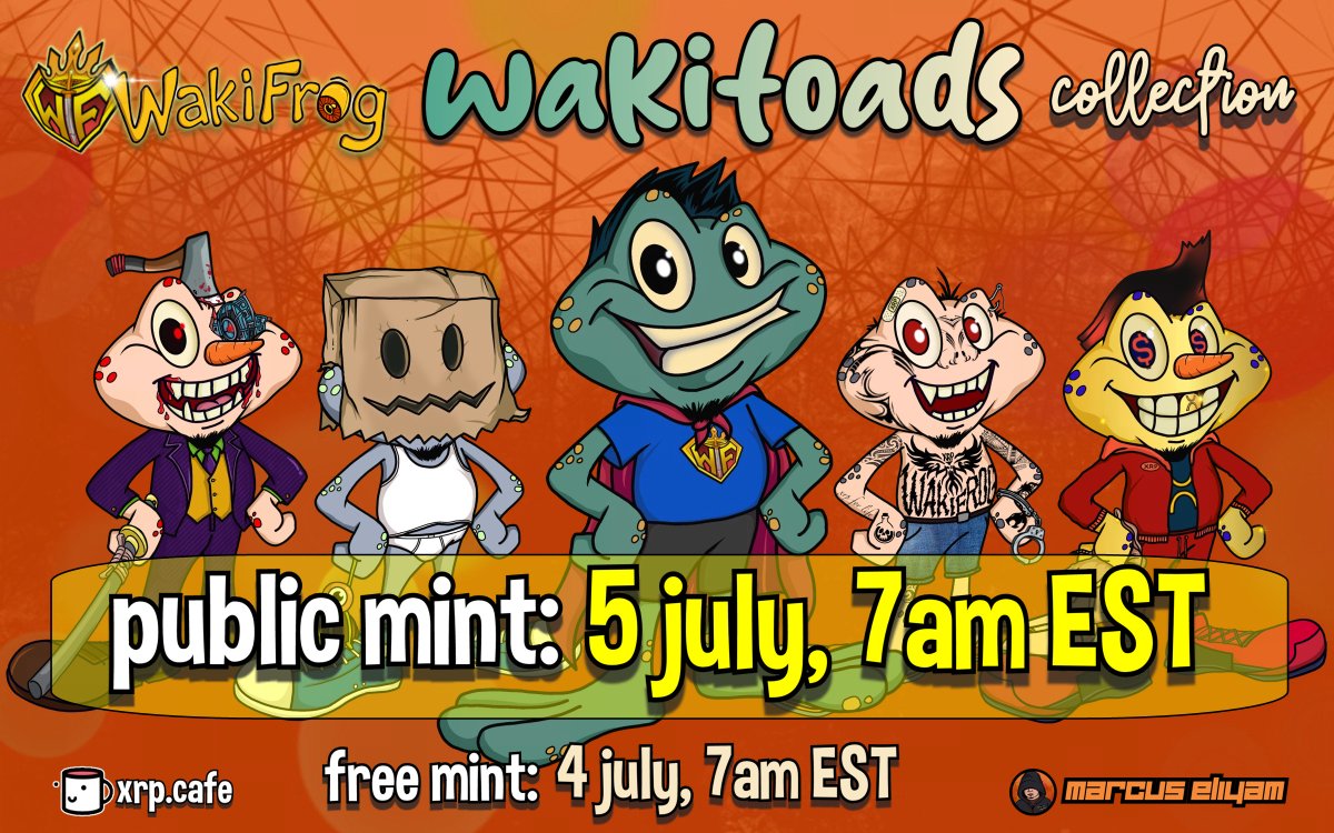 wakifrog's tweet image. 🚨 LAUNCHING THIS 05 JULY, 7AM EST 🚨
😎say hello to wakitoads — the 3rd gen evolution from wakifrog 🐸💥...
🥰2000 hand-drawn NFTs packed with quirky charm, bold vibes, & unapologetic waki-attitude...
😍celebrate individuality...embrace the chaos...grab a wakitoad...