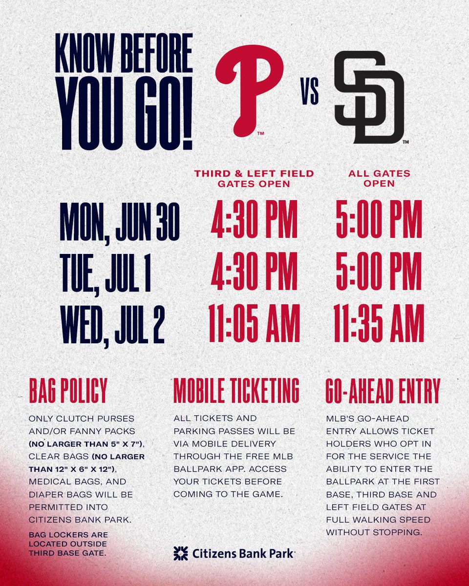 PhilliesCBP's tweet image. Homestand No. 8 starts tonight!
Ballpark Buzz: atmlb.com/3TdRWNg