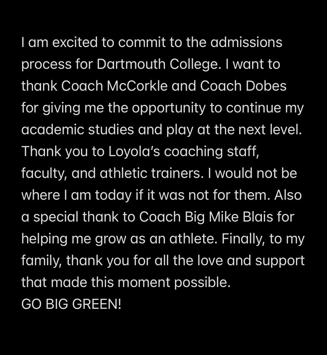 GavinKing_13's tweet image. COMMITTED. #GoBigGreen 

@Loyola_FB @DartmouthFTBL @coach_dobes @Coach_McCorkle @EDGYTIM  @PrepRedzoneIL