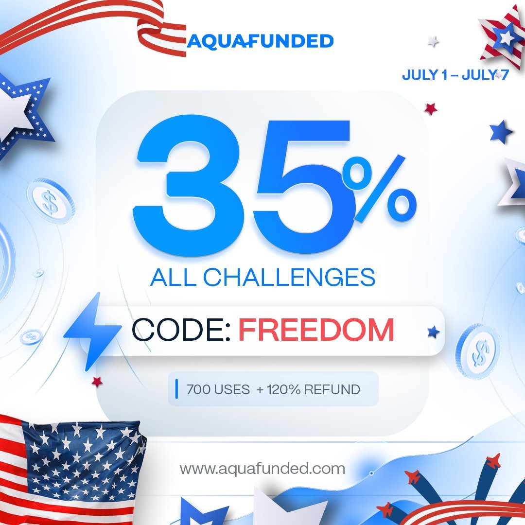 Freedom is in your grasps take charge with these amazing prices its only active for a limited time 

🔥35% OFF on All Challenges 

🔥50% OFF on 5k 2 step models 

💙7-Day Payout &amp; 100% Profit Split Add-ons Available
💙 120% Refund

Get Funded today 👉checkout.aquafunded.com/ref/1689/