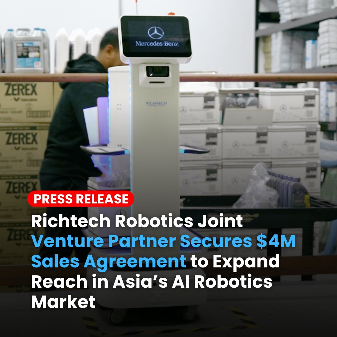 RichtechRobots's tweet image. We’re thrilled to announce a landmark $4M+ agreement with Beijing Tongchuang Technology Development Co., Ltd., facilitated by our joint venture, Boyu Artificial Intelligence Technology Co., Ltd.
This partnership will drive the purchase, service, and licensing of our flagship…