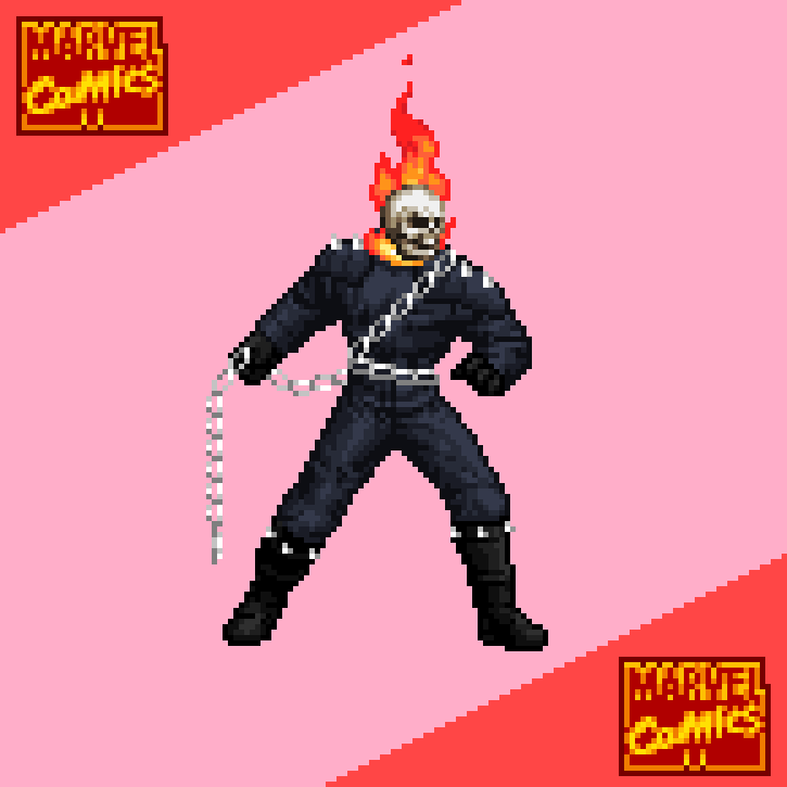 Ribeiro_Fel1pe's tweet photo. My version of #GhostRider
#Pixelart #pixel #Marvel #MarvelInfinityWar #MarvelComics #Comic #Comics #Comicbook #Comicbooks #MCU #XMen #Punisher #Spiderman #Avengers https://t.co/A48QdVXUEi