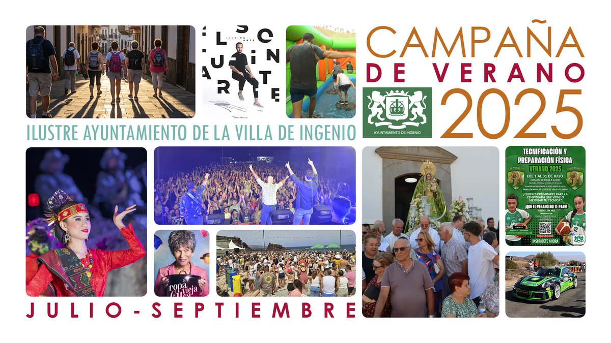 Publicada la campaña trimestral de los meses de verano del Ayuntamiento de Ingenio

La agenda estival, con propuestas culturales, deportivas, familiares y festivas, se puede descargar en la web acortar.link/W1iLZh

👉 más información en: acortar.link/OpNuZQ