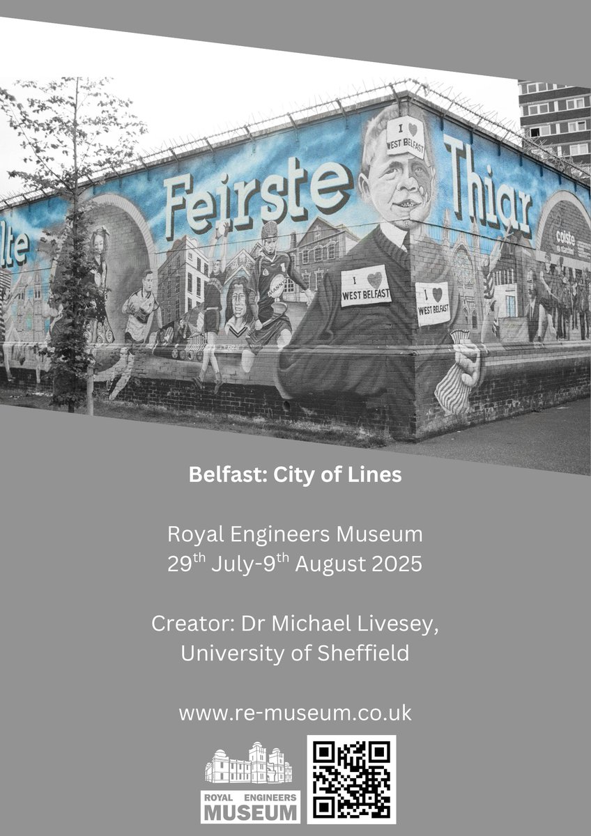 I'm organising an #exhibition of visual materials at the Royal Engineers Museum in Kent, 29th July-9th August 🖼️ The exhibition explores photos and data vis from my research on Belfast's 'peace walls'. Please share, and feel free to join! Details here:

bit.ly/4l1cDbr