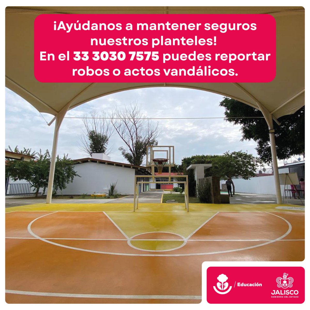 Estimadas comunidades educativas:  

Les invito a sumar esfuerzos con sus vecinas y vecinos para crear una red de apoyo y vigilancia que nos ayude a proteger y mantener nuestras #EscuelasSeguras.   

Cuidar y conservar nuestros planteles es una responsabilidad compartida. Si