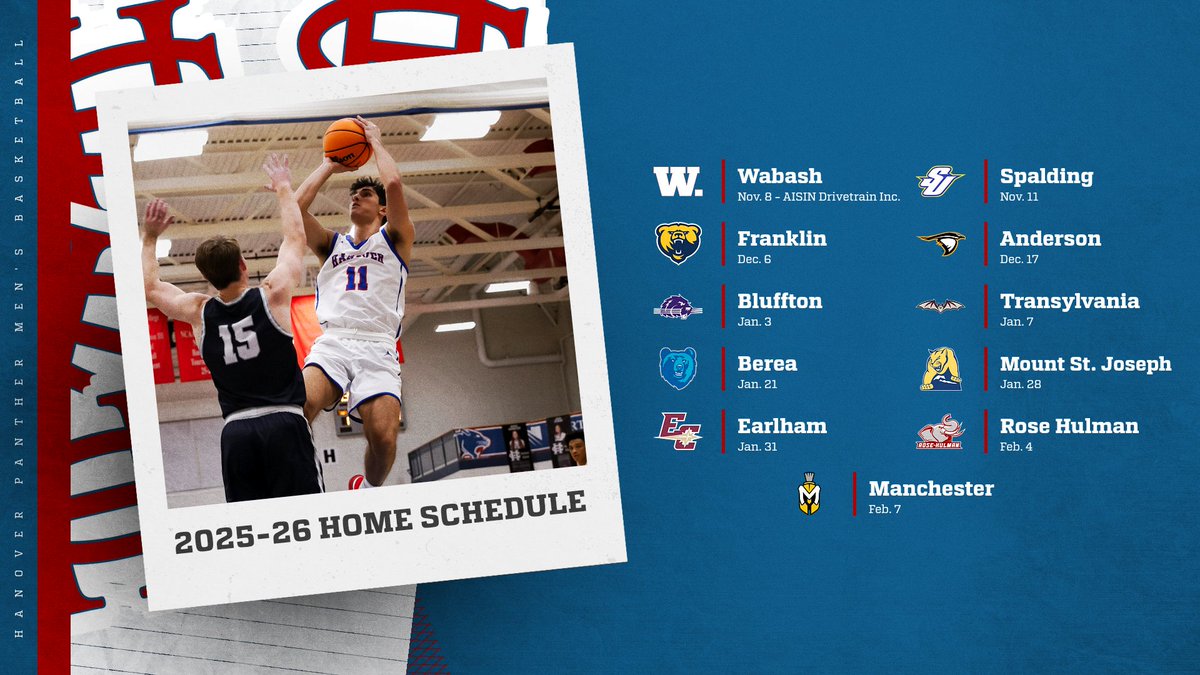 The 2025-26 Hanover Men's Basketball Schedule is here! #StripeStandard

Full Schedule - ow.ly/E6LV50WipJu