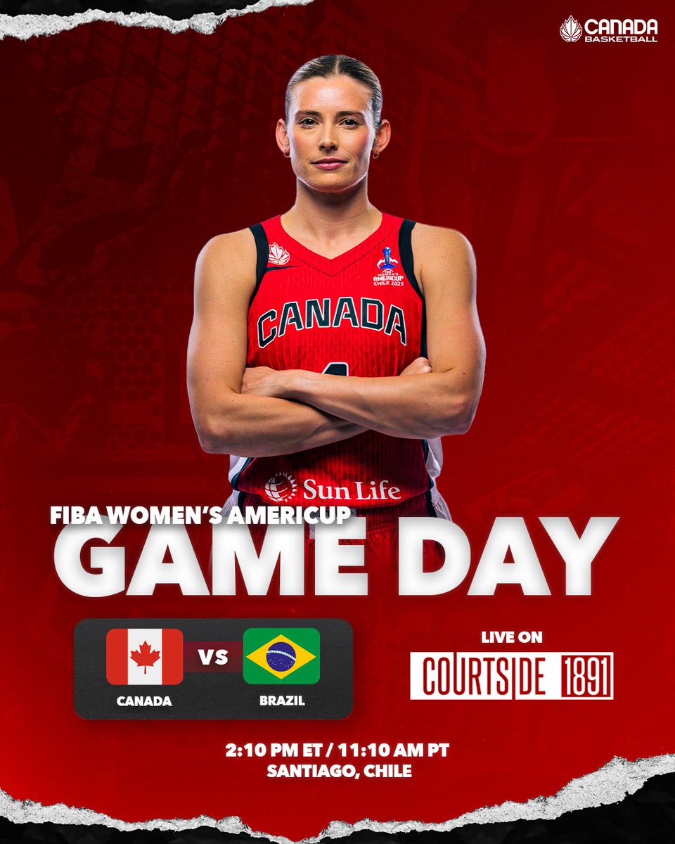 Game Day 🍁

A pair of 2-0 records go head-to-head as Canada takes on Brazil 

Catch all the action live and free on Courtside 1891

🇨🇦 vs 🇧🇷
🕚 2:10 PM ET / 11:10 AM PT
📍 Santiago, Chile
📺 Courtside 1891

#SWNT #AmeriCupW
