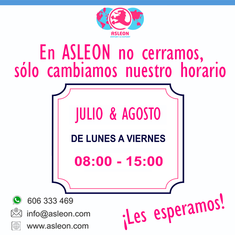ASLEON_SL's tweet image. Durante los meses de Julio &amp;amp; Agosto, nuestro horario será de Lunes a Viernes de 08:00 a 15:00 📷