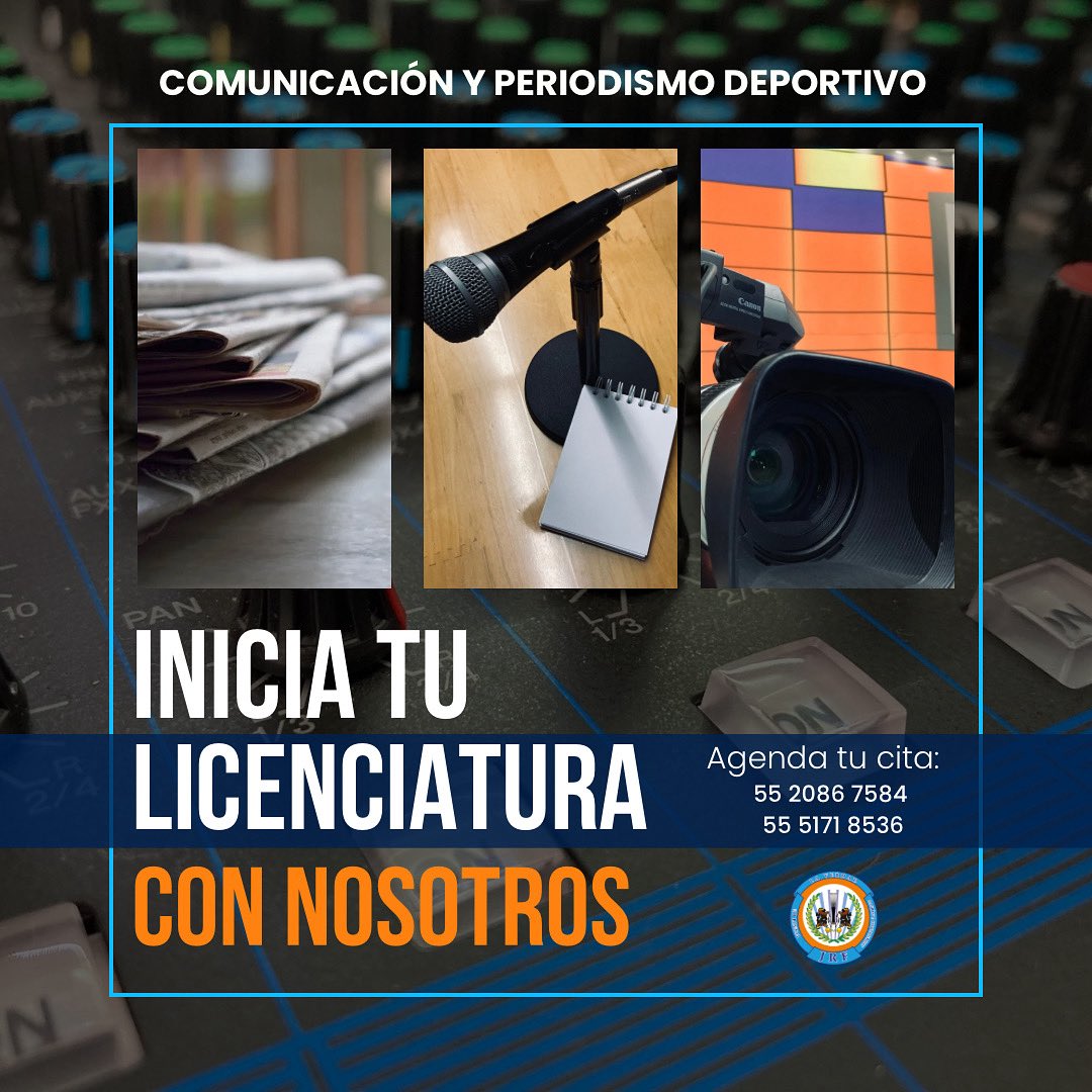 Únete a la mejor cantera de periodistas deportivos de nuestro país. ¡Estás a tiempo para inscribirte a nuestra licenciatura!

¡Agenda tu cita para conocer el instituto y ven a una clase muestra con nosotros!

Informes aquí: 📞 55 5171 8536📱55 2086 7584