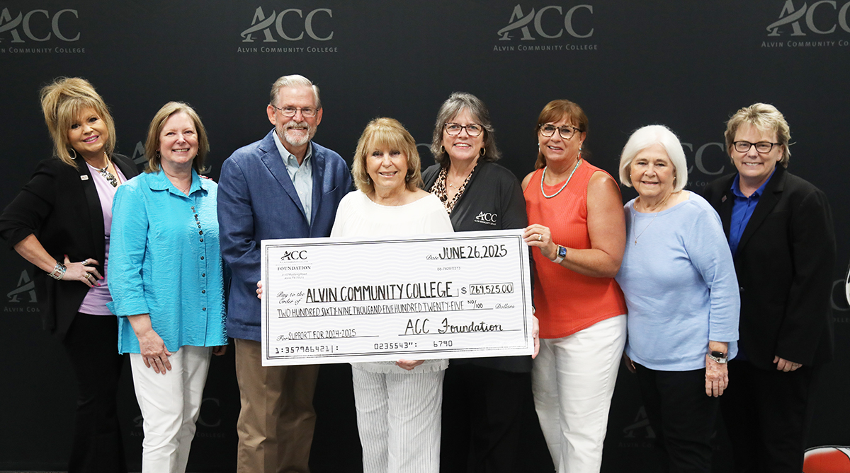 ACC Foundation board members presented a $269,525 check at the June 26 Board of Regents meeting which representing all of the scholarships and academic program support from the 2024 fiscal year.